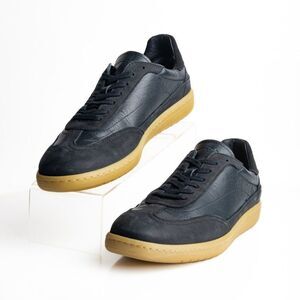 Massimo Dutti Mens Suede Low Top Sneakers Tennis EU 44 US 11 Black 2151/250 NWB